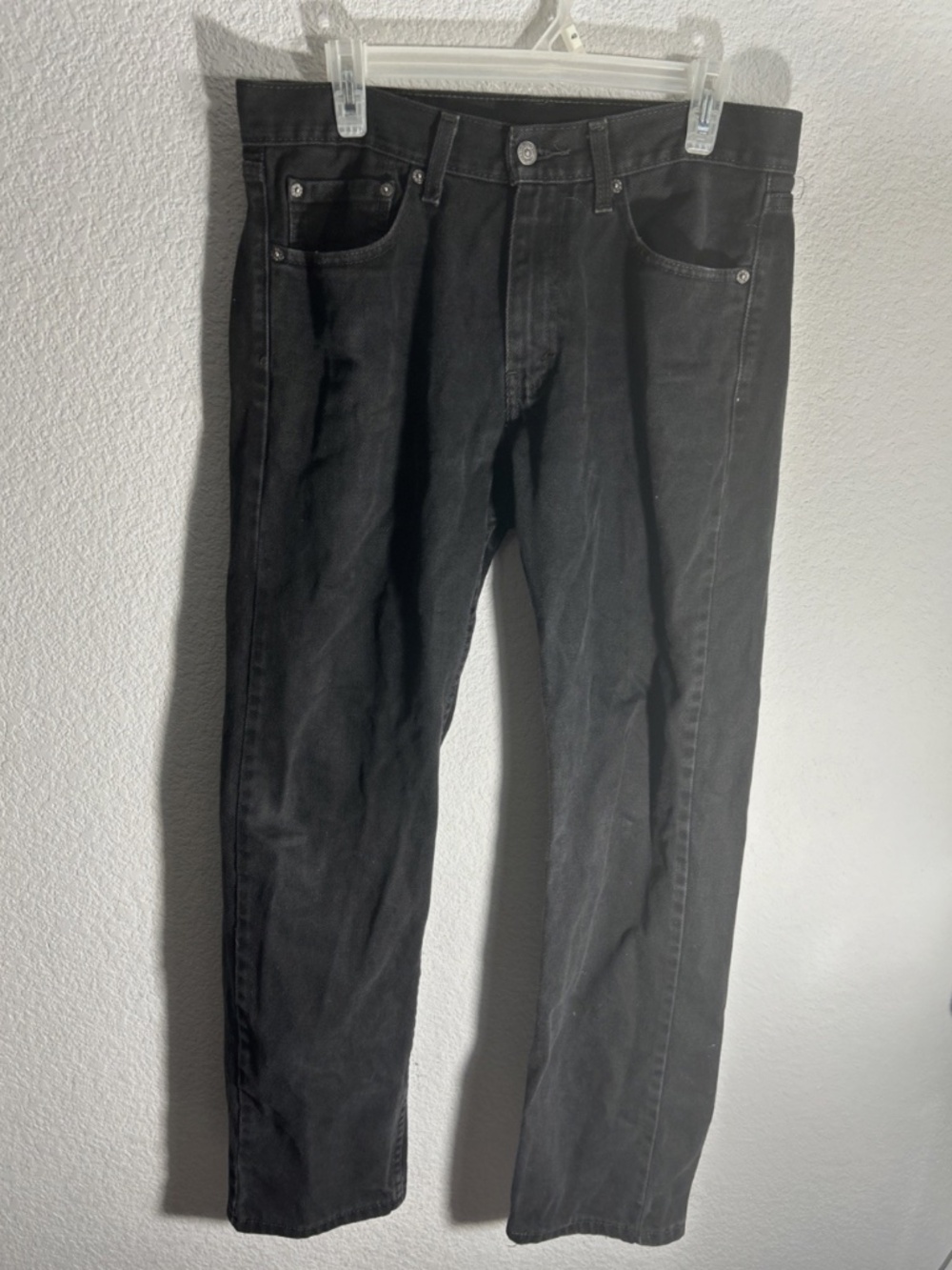 Levis 505 Jeans Mens 32x32 Black Regular Straight Mid Rise Dark Wash Y2K Denim - Picture 4 of 8